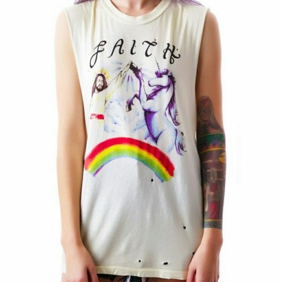UNIF Tops - UNIF FAITH Rainbow Unicorn Jesus Tank / Muscle Tee